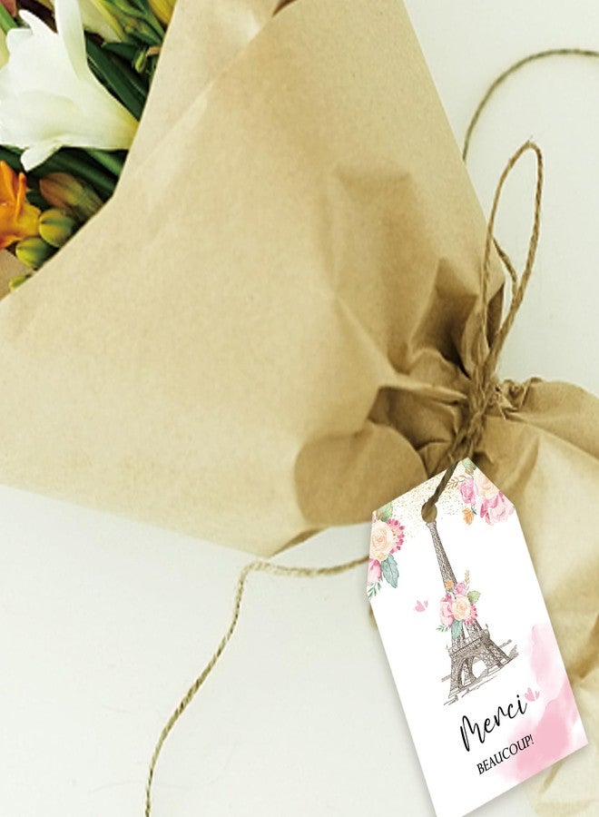 FORSHEEP 50pcs Paris Thank You Tags, Eiffel Tower Party Favors Gift Tag with String, Paris Favor Labels for Girl Birthday Party, Eiffel Tower Party Favors Decor for Women - Image 5